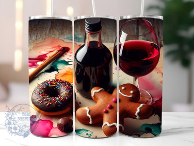 Christmas Gingerbread Man and Donuts 20oz Skinny Tumbler, Sweet Tumbler, Cute Tumbler png, PNG Digital Download Sublimation ToriDesigns 