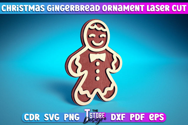 Christmas Gingerbread Ornament | Christmas Ornament Design | Christmas Tree Toy | CNC File SVG The T Store Design 