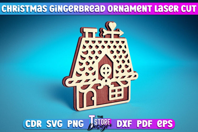 Christmas Gingerbread Ornament | Christmas Ornament Design | Christmas Tree Toy | CNC File SVG The T Store Design 