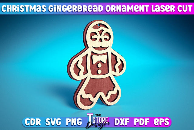 Christmas Gingerbread Ornament | Christmas Ornament Design | Christmas Tree Toy | CNC File SVG The T Store Design 