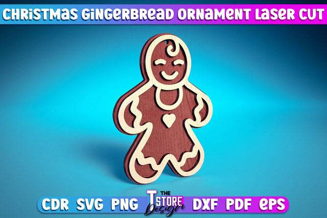 Christmas Gingerbread Ornament | Christmas Ornament Design | Christmas Tree Toy | CNC File SVG The T Store Design 