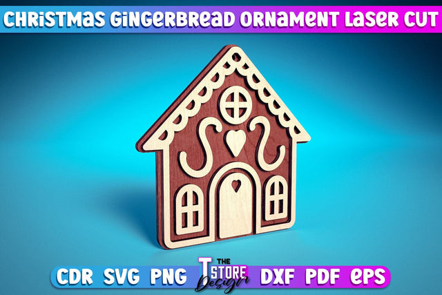 Christmas Gingerbread Ornament | Christmas Ornament Design | Christmas Tree Toy | CNC File SVG The T Store Design 