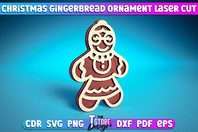 Christmas Gingerbread Ornament | Christmas Ornament Design | Christmas Tree Toy | CNC File SVG The T Store Design 