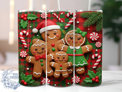 Christmas Gingerbread Plaid 20oz Tumbler, Christmas Plaid, Gingerbread Plaid, Gingerbread Tumbler, Plaid Tumbler Wrap, Gingerbread PNG, Holiday Gingerbread, 20oz Tumbler Wrap Sublimation ToriDesigns 