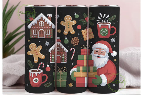 Christmas Gingerbread Santa 20oz Tumbler Sublimation PixelChick 