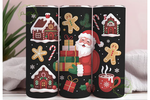 Christmas Gingerbread Santa 20oz Tumbler Sublimation PixelChick 