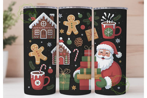 Christmas Gingerbread Santa 20oz Tumbler Sublimation PixelChick 