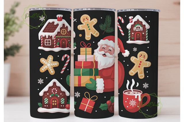 Christmas Gingerbread Santa 20oz Tumbler Sublimation PixelChick 