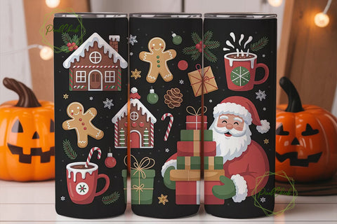 Christmas Gingerbread Santa 20oz Tumbler Sublimation PixelChick 