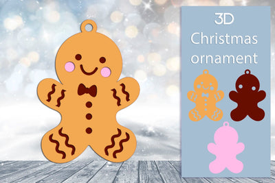 Christmas gingerbread svg, 3d Layered gift tag laser cut SVG AnastasiyaArtDesign 
