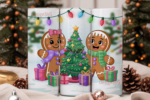 Christmas Gingerbread Tumbler Wrap Sublimation DesignSVG 