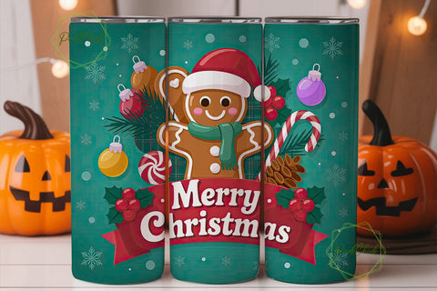 Christmas Gingerbread Tumbler Wrap Sublimation PixelChick 