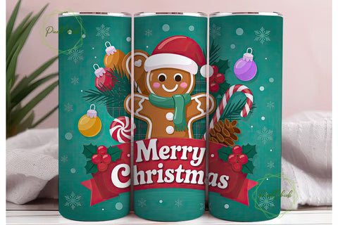 Christmas Gingerbread Tumbler Wrap Sublimation PixelChick 