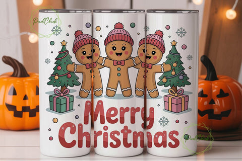 Christmas Gingerbread Tumbler Wrap Sublimation PixelChick 