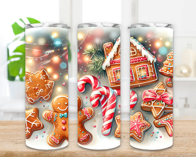 Christmas Gingerbread Tumbler Wraps, Gingerbread Skinny Tumbler Wrap Design, Tumbler Sublimation Designs Straight & Tapered, Instant Download Sublimation SvggirlplusArt 