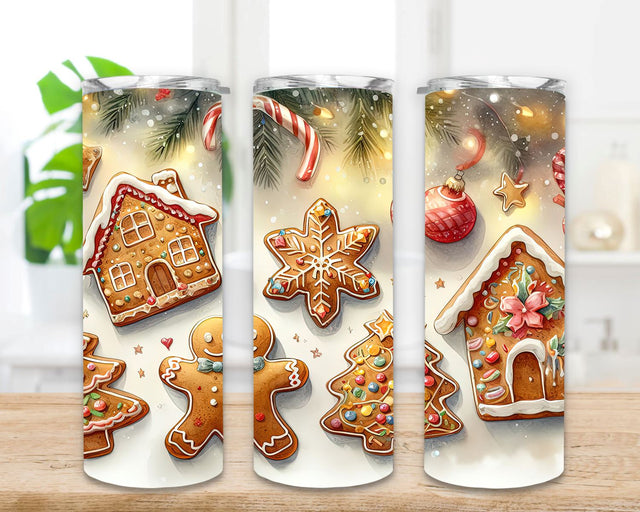 Christmas Gingerbread Tumbler Wraps, Gingerbread Skinny Tumbler Wrap Design, Tumbler Sublimation Designs Straight & Tapered, Instant Download Sublimation SvggirlplusArt 