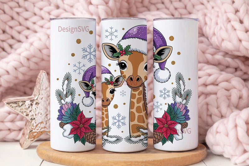 Christmas Giraffe 20oz Tumbler Wrap Sublimation DesignSVG 