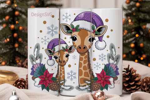 Christmas Giraffe 20oz Tumbler Wrap Sublimation DesignSVG 