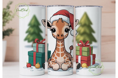 Christmas Giraffe 20oz Tumbler Wrap Sublimation PixelChick 