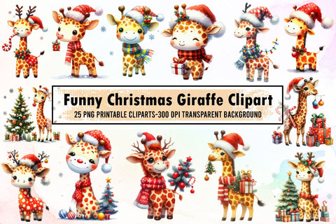 Christmas Giraffe Sublimation Clipart Sublimation designartist 
