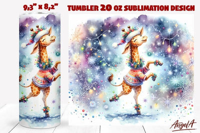 Christmas giraffe tumbler wrap sublimation, Animal tumbler Sublimation Angelina Semenova 
