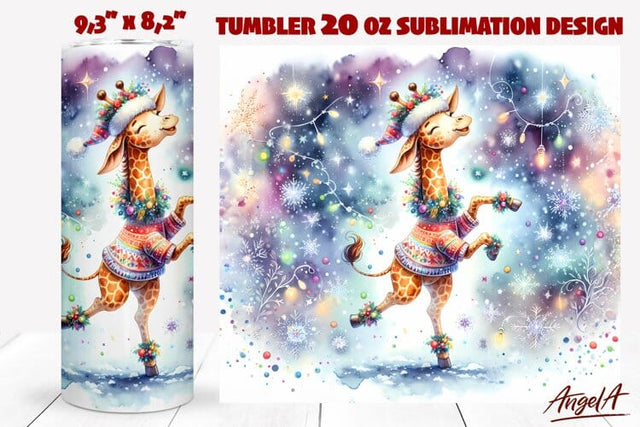 Christmas giraffe tumbler wrap sublimation, Animal tumbler Sublimation Angelina Semenova 