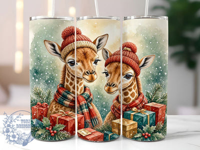 Christmas Giraffes 20oz Tumbler, Christmas Giraffe, Giraffe Tumbler, Holiday Tumbler, 20oz Tumbler, Cute Giraffe, Christmas Tumbler, Tumbler Wrap Sublimation ToriDesigns 