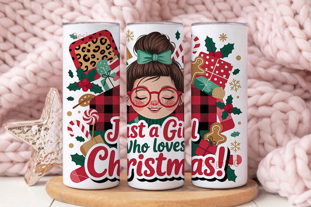 Christmas Girl 20oz Tumbler Wrap Sublimation DesignSVG 