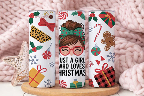 Christmas Girl 20oz Tumbler Wrap Sublimation DesignSVG 