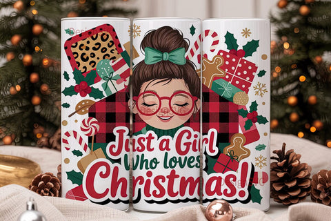 Christmas Girl 20oz Tumbler Wrap Sublimation DesignSVG 