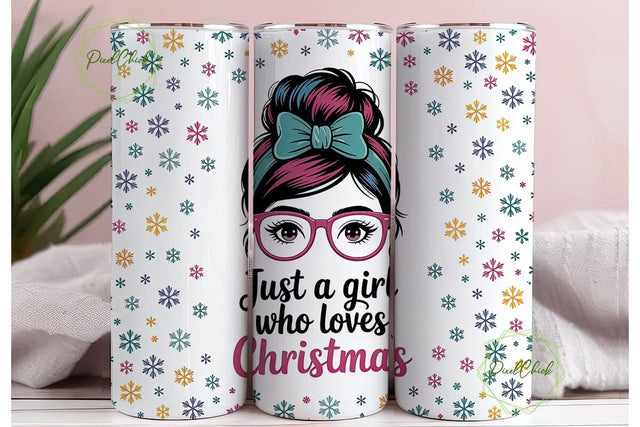 Christmas Girl 20oz Tumbler Wrap Sublimation PixelChick 