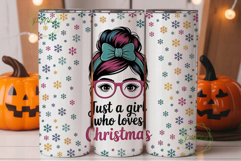 Christmas Girl 20oz Tumbler Wrap Sublimation PixelChick 