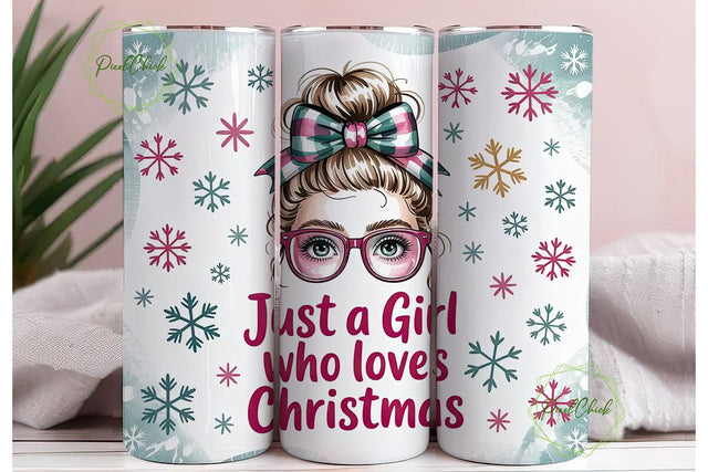 Christmas Girl 20oz Tumbler Wrap Sublimation PixelChick 