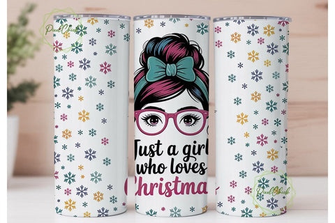 Christmas Girl 20oz Tumbler Wrap Sublimation PixelChick 