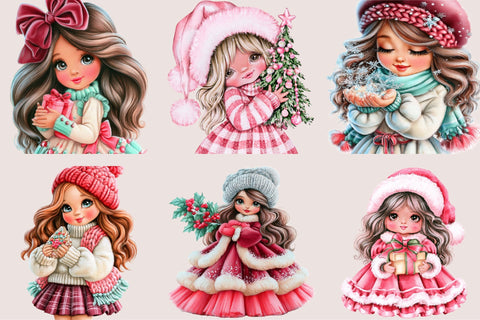 Christmas Girl Clipart PNG Bundle Sublimation SVGArt 