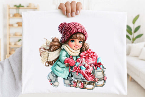 Christmas Girl Clipart PNG Bundle Sublimation SVGArt 