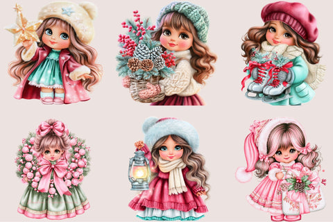 Christmas Girl Clipart PNG Bundle Sublimation SVGArt 