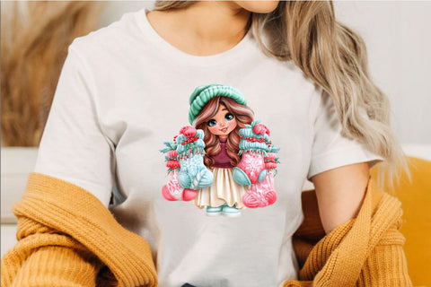 Christmas Girl Clipart PNG Bundle Sublimation SVGArt 