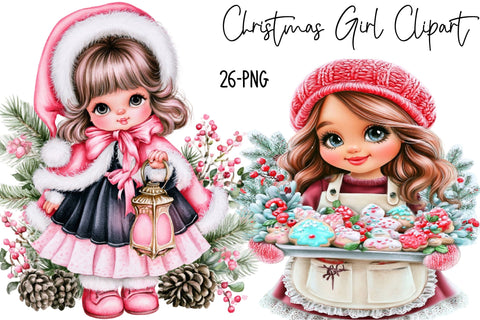 Christmas Girl Clipart PNG Bundle Sublimation SVGArt 