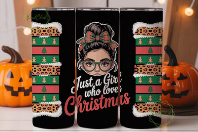 Christmas Girl Leopard 20oz Tumbler Wrap Sublimation PixelChick 