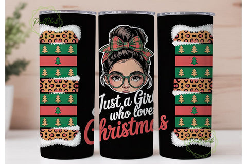 Christmas Girl Leopard 20oz Tumbler Wrap Sublimation PixelChick 