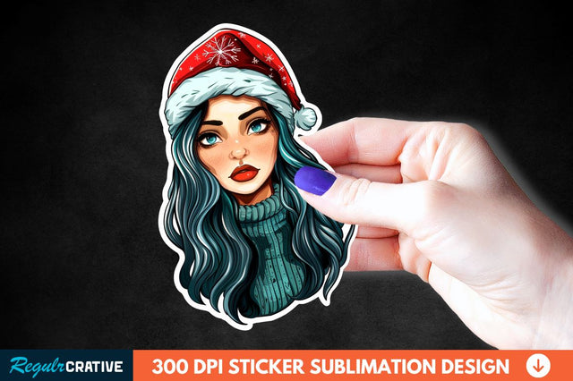 Christmas Girl Sticker Clipart Sublimation Regulrcrative 