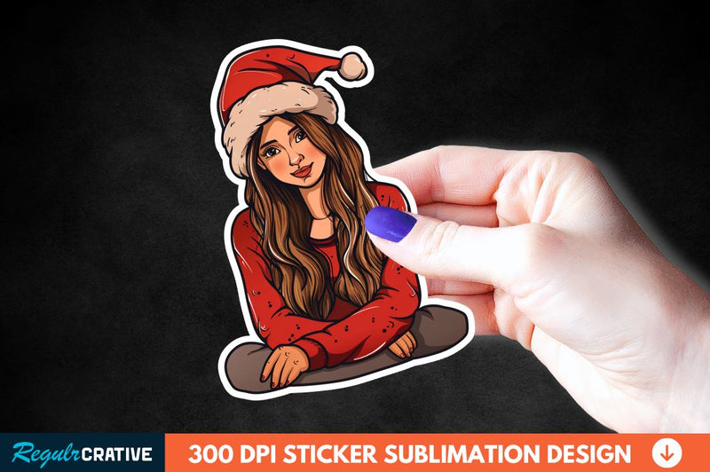 Christmas Girl Sticker Clipart Sublimation Regulrcrative 