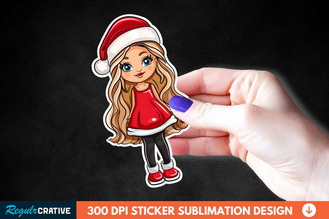 Christmas Girl Sticker Clipart Sublimation Regulrcrative 