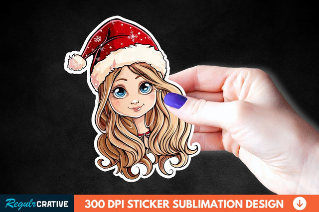 Christmas Girl Sticker Clipart Sublimation Regulrcrative 