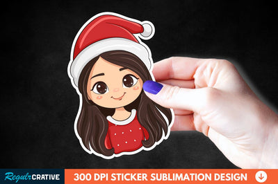 Christmas Girl Sticker Clipart Sublimation Regulrcrative 