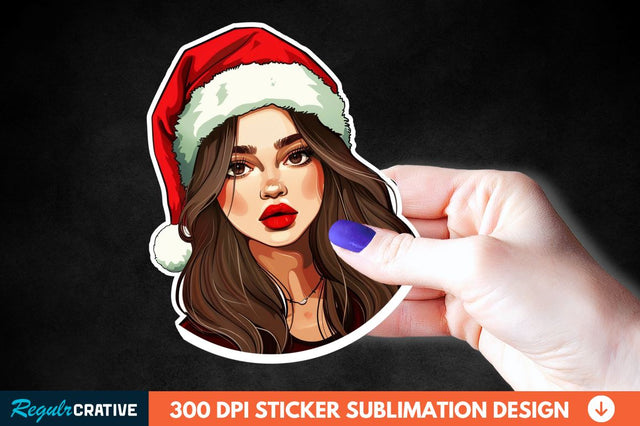 Christmas Girl Sticker Clipart Sublimation Regulrcrative 