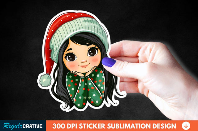 Christmas Girl Sticker Clipart Sublimation Regulrcrative 