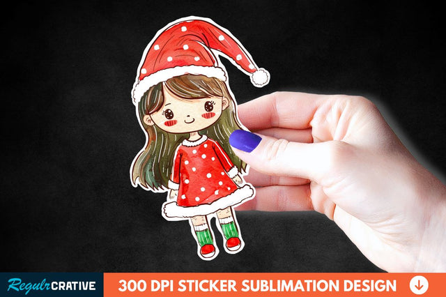 Christmas Girl Sticker Clipart Sublimation Regulrcrative 