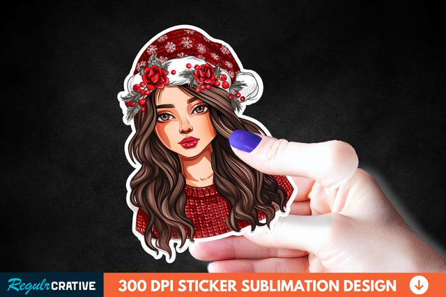 Christmas Girl Sticker Clipart Sublimation Regulrcrative 